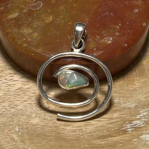 Ethiopian Opal Swirl Modern 925 Sterling Silver Pendant